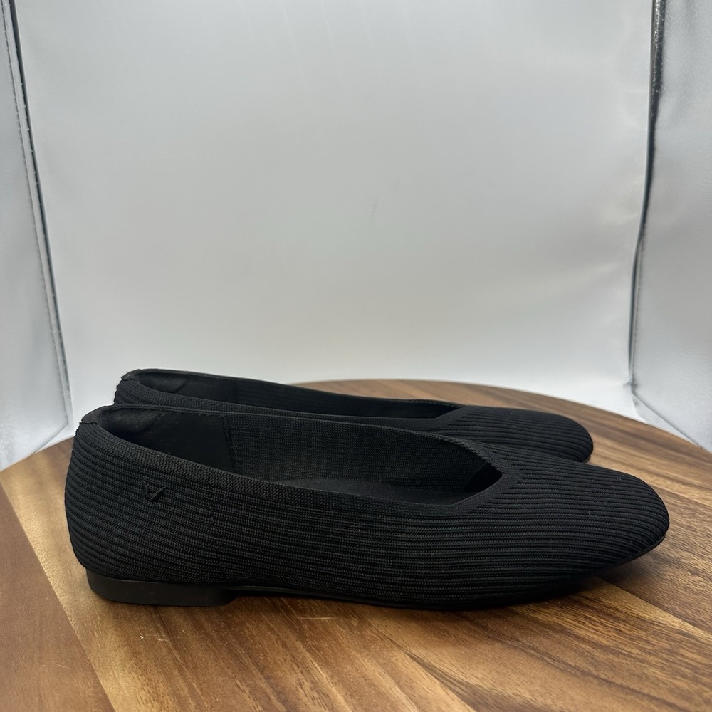 Vivaia Square Toe Margot V Cut Flats Black Shoes Women's EU 39 US 8